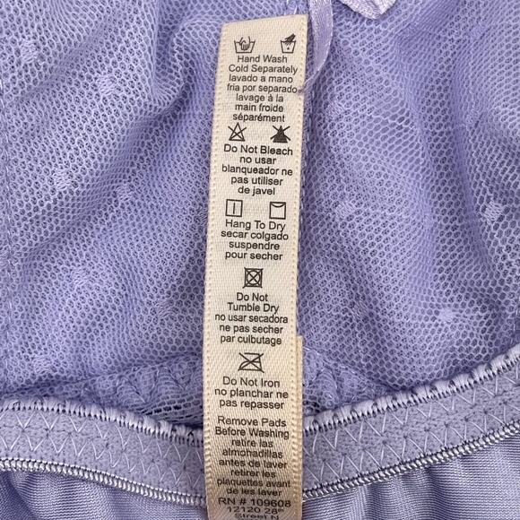 Rhonda Shear Sz M Wireless Bra Pull Over Purple Retro Pin Up Removable Pads #676 - Picture 10 of 12